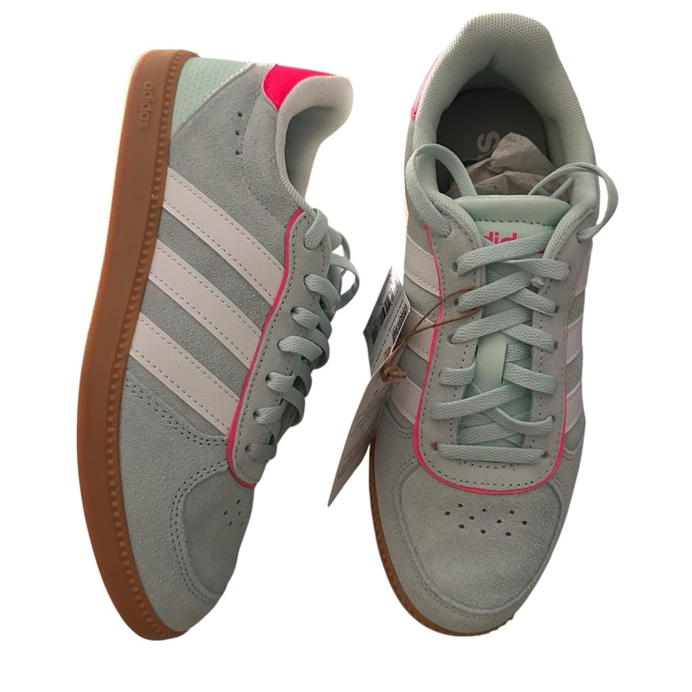 Adidas Breaknet Sleek Court Sneakers Halo Mint/Pink Size 4.5 Low Top Casual Shoe